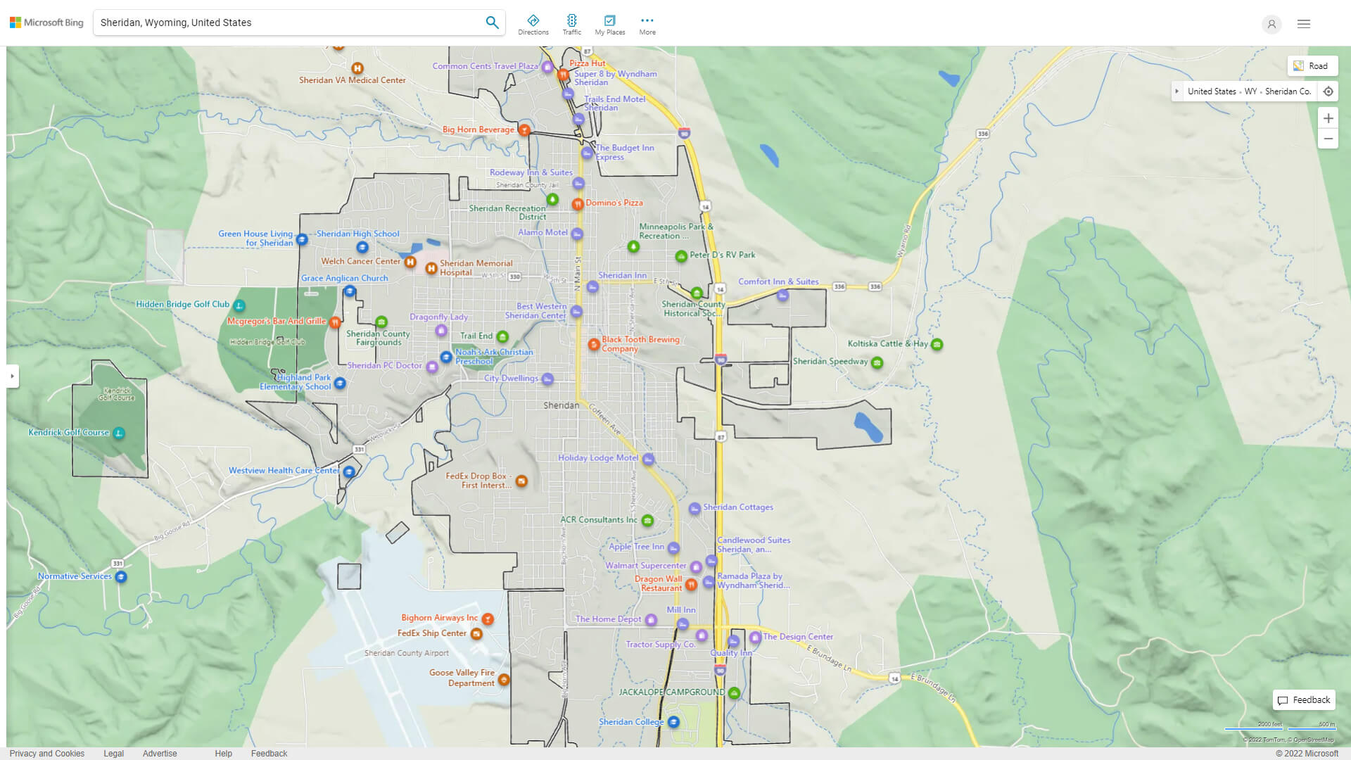 Sheridan Detailed Map